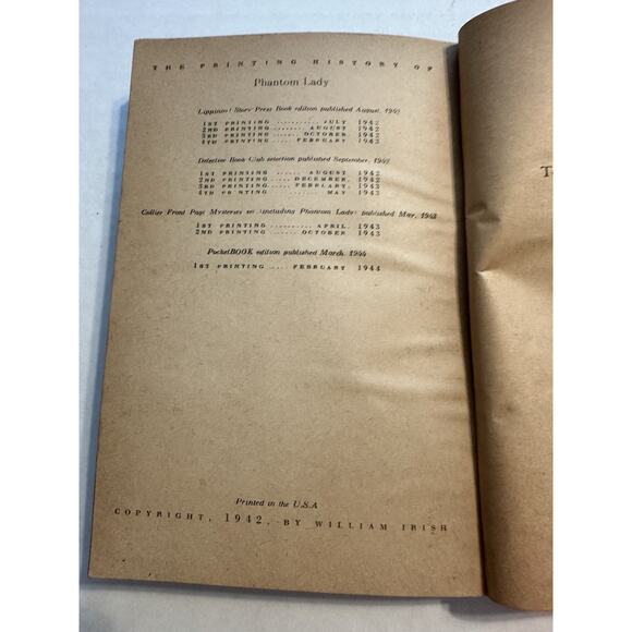 Phamtom Lady, William Irish 1st Printing Pocket Book #253 PB 44 Novel VTG - Picture 7 of 8
